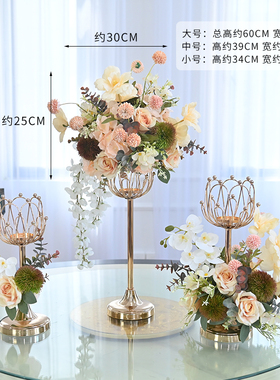 KTV布置假花莲花摆件电镀桌花