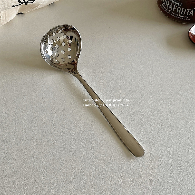 304不锈钢加厚加深实用家庭用汤勺漏勺火锅勺公勺粥勺拉面汤勺子 - 图3