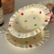 Ins style milky yellow color polka dot ceramic lace plate fruit pasta plate dormitory household underglaze colored tableware