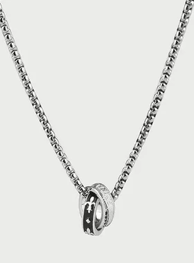 吊坠骑士精神潮牌2025年男友项链送个性双环男士百搭日系轻奢嘻哈