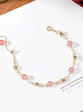 手串女紫水晶手链小众巴度设计韩版幸运转运ins草莓隔珠小众水晶