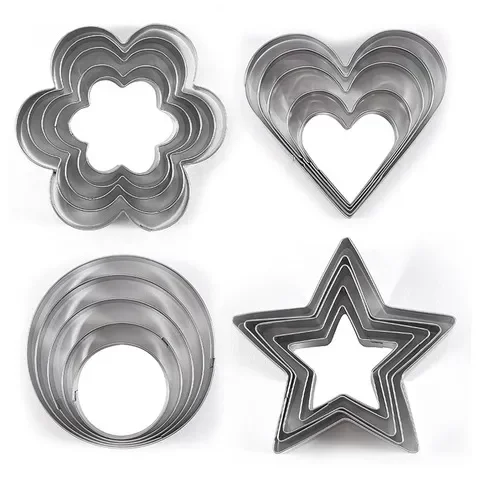 Stainless steel flower center combination set cake mold baking tools round creative cookie mold star diy mousse circle