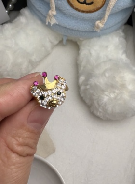 韩国进口女童满钻卡通合金戒指