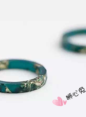 狮心兔手工制作孔雀时光金箔戒指