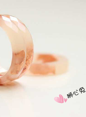 裸色玫瑰金箔树脂刻面戒指