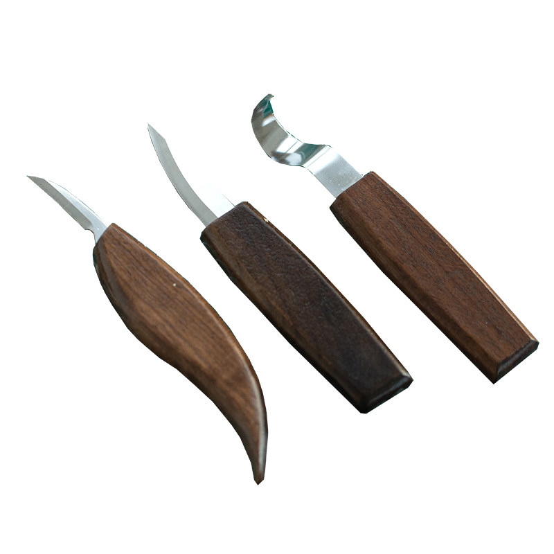 木工雕刻刀DIY手作木雕胡桃木铬钒钢圆柄弯刀削木刀挖勺刀木刻刀 - 图3