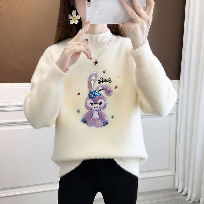 加厚黄金貂绒保暖打底针织毛衣女秋冬学生短款半高领水貂绒打底衫,淘宝优惠券,粉丝福利购,淘宝优惠卷