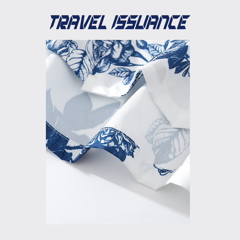 TRAVEL ISSUANCE 雍容华贵 复古着vintage花卉满印宽松短袖衬衫bf - 图1