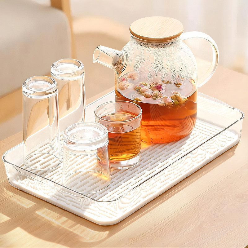 轻奢水果盘茶盘家用透明水杯托盘客厅放茶杯茶水盘杯子茶具收纳盘,淘宝优惠券,粉丝福利购,淘宝优惠卷