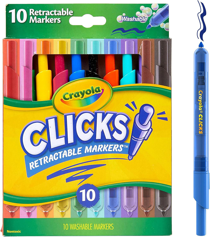 绘儿乐按钮可伸缩颜色记号笔易洗玩具正版 Crayola Click Markers