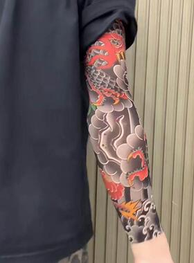 超薄纹身花臂冰袖夏季小众防紫外线冰丝防晒袖套户外骑行护臂袖套