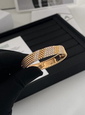 2025新款版本四叶草perlee小金珠手镯黄金五排万花筒镶钻手环女