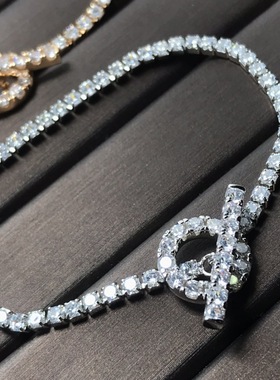 新品满天星镶满钻猪鼻子手链V金镀玫瑰金白金色甜美百搭手链跨境