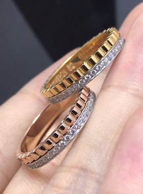 欧美时尚明星同款新款转动齿轮镶钻戒指转运戒指ins个性情侣环指