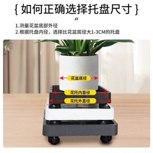 花博士环保PP树脂加厚大承重带抽屉移动托盘园艺用接水托盘万向轮 - 图2