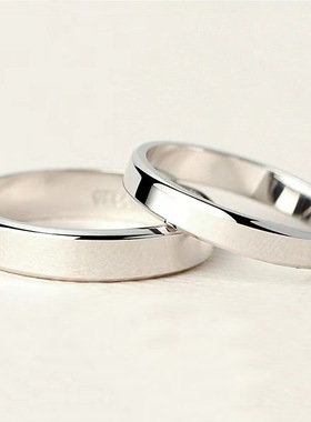 情侣925银简约开口戒指