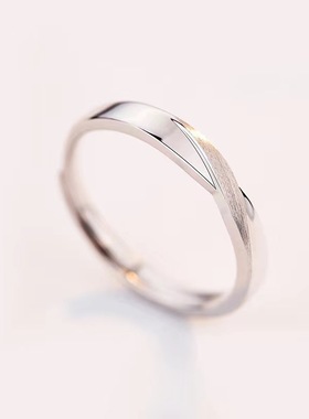 情侣s925纯银时尚简约拉丝戒指