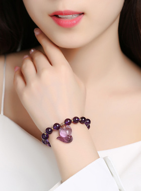天然紫水晶狐狸手链女学生上班族