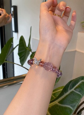 招桃花转运紫水晶九尾狐狸手链女