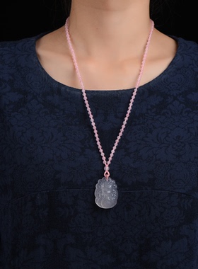 视频祝福粉水晶狐狸吊坠女招桃花