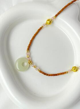 新中式橄榄核竹节项链复古气质百搭小众高级锁骨链女