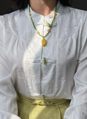 新中式国风项链绿玉髓配天然蜜蜡