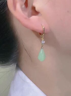 绿色玉兰花流苏耳坠耳环