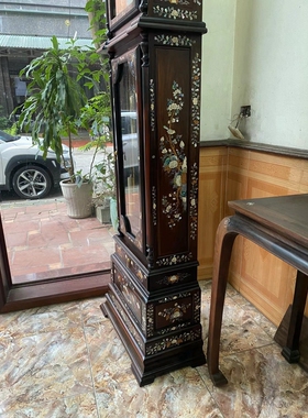红木家具 老挝大红酸枝交趾黄檀座钟西洋钟镙钿工艺 复古家具客厅