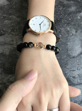 金曜石手链黑曜石招财男女情侣