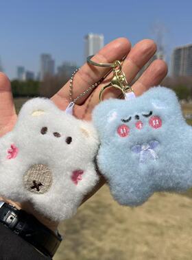 卡通毛绒肚脐熊玩偶胸针挂件配饰可爱女生包包公仔挂饰钥匙扣配件