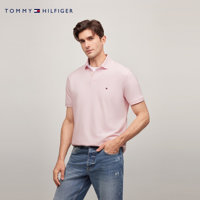 【透气舒适】Tommy24春夏男珠地网眼绣标商务净色短袖POLO78JA572 - 图0