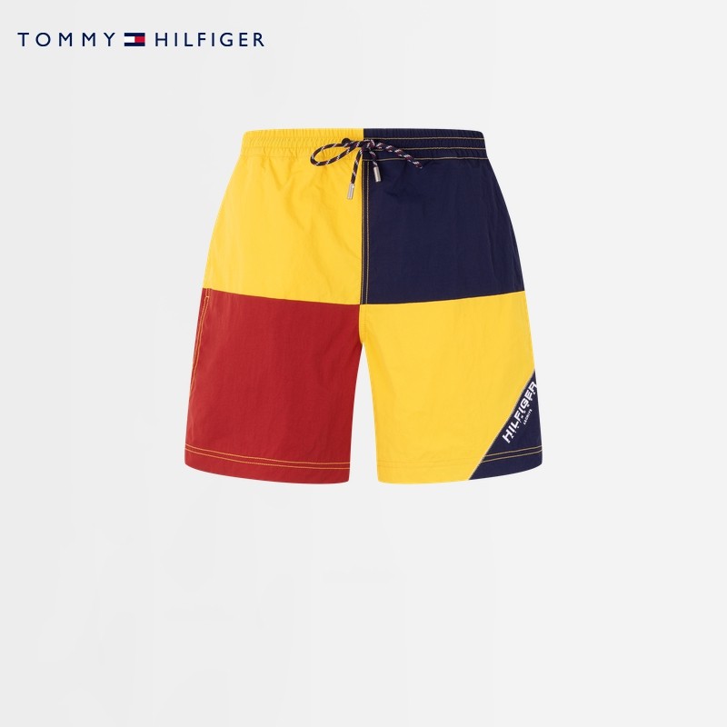 【航海系列】Tommy25春夏新款男抽绳腰度假海边拼色篮球运动短裤,淘宝优惠券,粉丝福利购,淘宝优惠卷