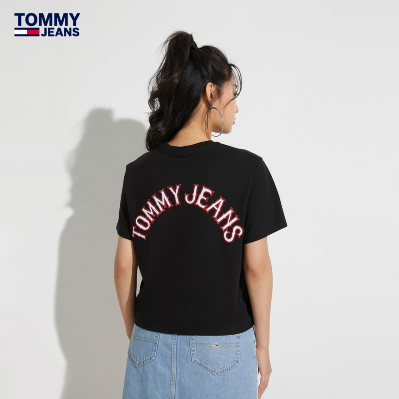 Tommy 女装重磅纯棉经典弧形刺绣字母合身版短袖T恤DW0DW15650 - 图2