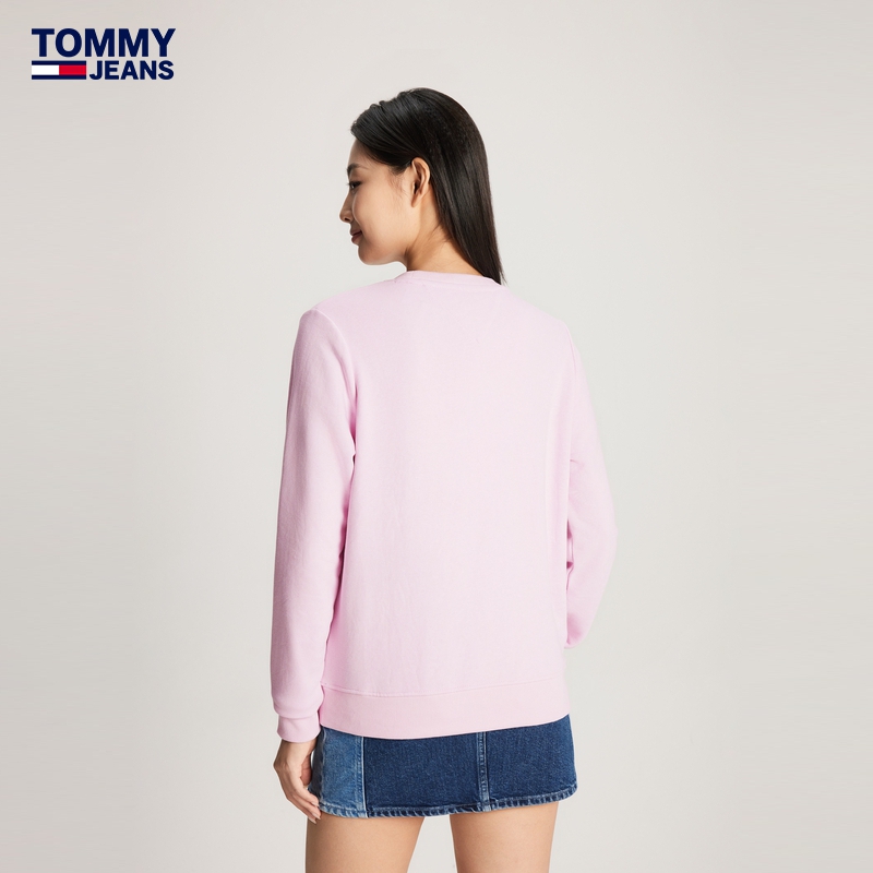 Tommy女装休闲简约金色字母刺绣合身圆领纯色卫衣DW0DW16931-图3