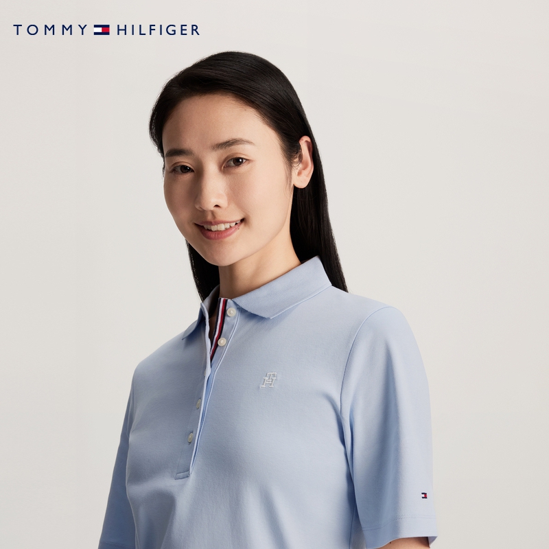 【柔顺双面布】Tommy24春夏女纯棉净色五粒扣显瘦POLO连衣裙41888