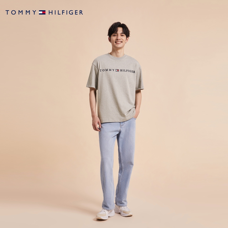 Tommy 男装纯棉休闲简约刺绣字母平纹宽松版短袖T恤MW0MW29588 - 图0