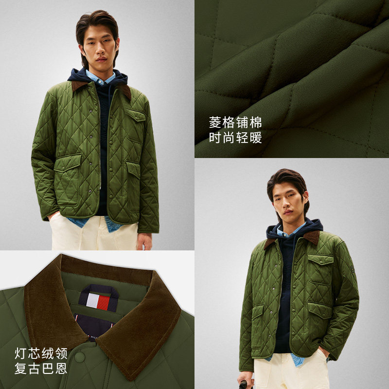 【菱格绗缝】Tommy25秋冬男装巴恩风灯芯绒翻领棉服夹克新年礼物,淘宝优惠券,粉丝福利购,淘宝优惠卷