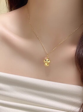黄金包银项链女黄金色巳蛇菜花蛇灵花小金蛇吊坠本命年生肖蛇挂坠