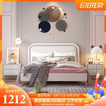 Nordic Childrens Bed Boy Single Beds 1 5m Girl Princess Bed Light Lavish Modern Minima Solid Wood Soft Bag Genuine Leather Bed