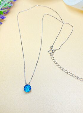 S925银天然托帕石四爪吊坠项链