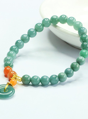 天然翡翠满色手串平安扣提溜手链