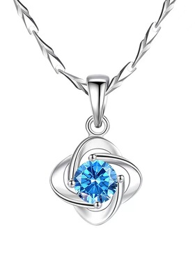 S999足银吊坠简约四叶草项链女