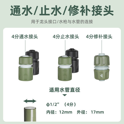 沃施worth 园艺工具 4分水管塑料接头浇水快速连接水管喷枪接头 - 图2