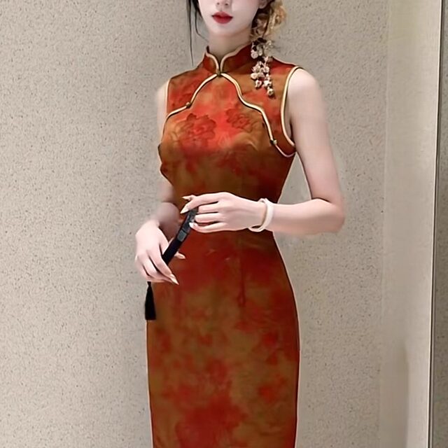 ແບບແຫ່ງຊາດ Summer ແບບຈີນໃຫມ່ Cheongsam ຄົນງານຮົງກົງ Rouge ກິ່ນຫອມ Floral