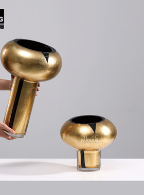 轻奢复古金箔玻璃花瓶