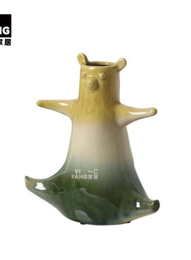 一匚复古波普手绘圆瓶摆件