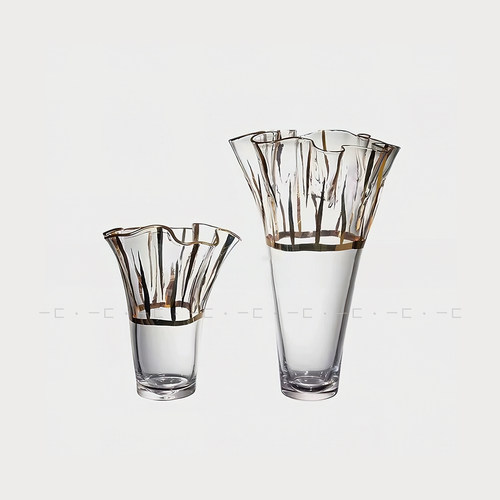 一匚 现代轻奢玻璃花器豹子酒具托盘组合 茶几厨房餐桌样板房套装 - 图1
