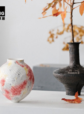 一匚复古做旧手工瓷花瓶艺术摆件