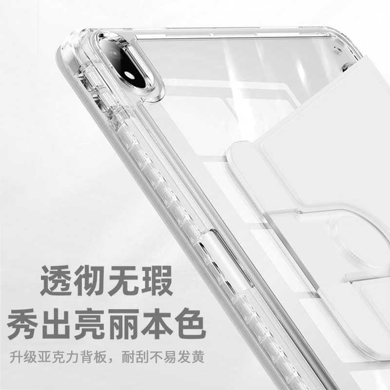 适用于2022新款iPadPro保护壳透明720°旋转亚克力套10.9第十代2021带笔槽10.2苹果11寸8平板air5防弯4九9代7 - 图1