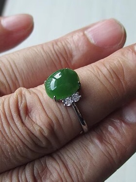 天然和田玉碧玉戒指女活口925银